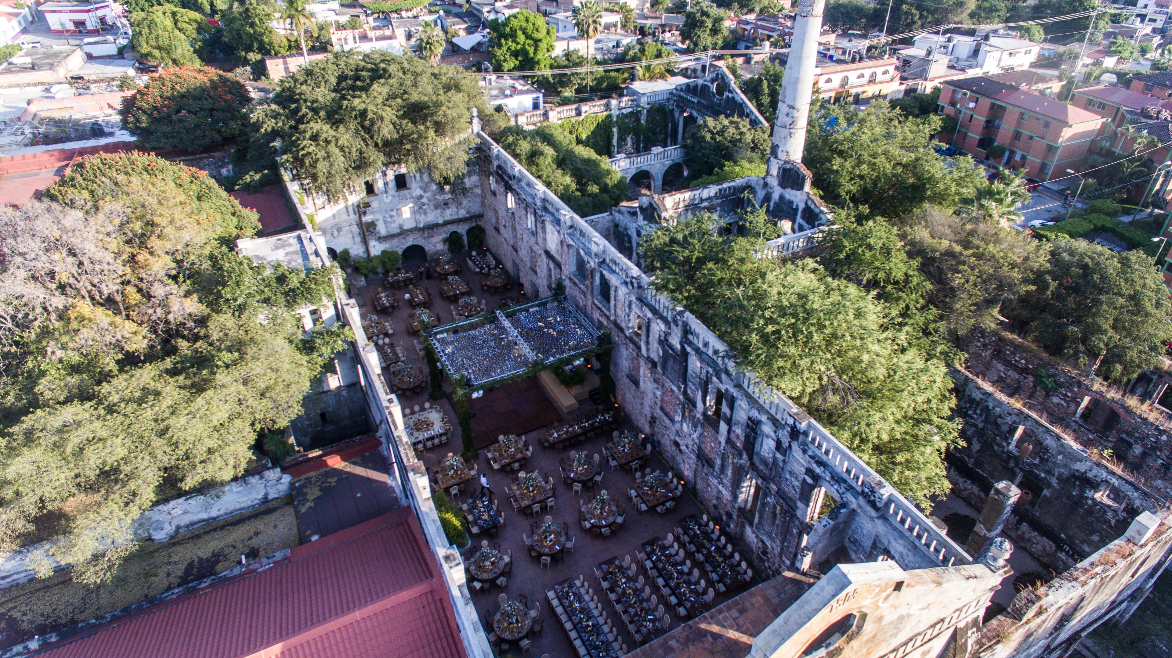 Hacienda San Carlos - Vista aérea de piscina y áreas verdes